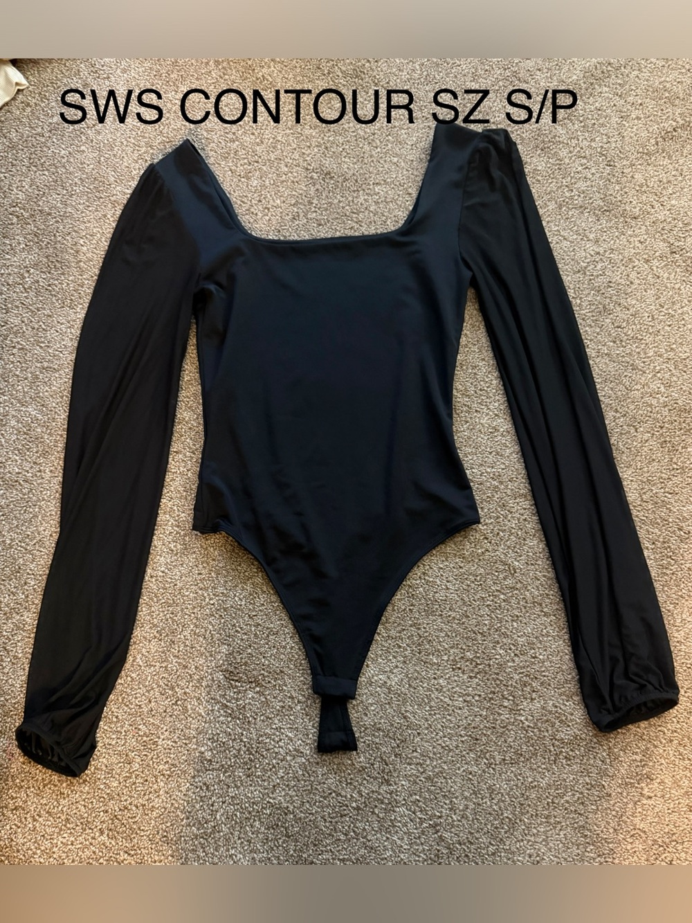 SWS Contour Black Long-Sleeve sheer sleeves bodysuit One-Piece Sz s/p